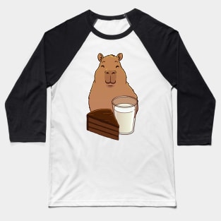 Capybara Chocolate Cake and Milk Baseball T-Shirt